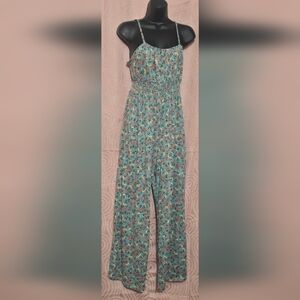Vibe Sportswear Women's Jumpsuit Green Floral Print Size M Sleeveless